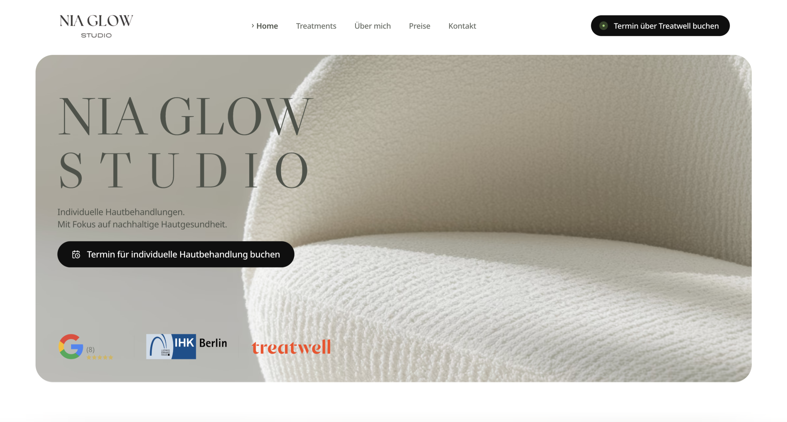 Nia Glow Studio Website